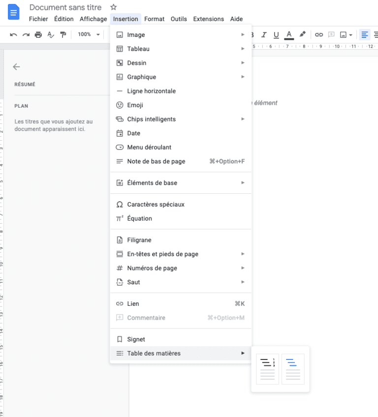 Comment créer un sommaire sur Google Docs - Tout Sur Google