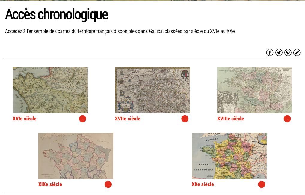 Accès chronologiques aux cartes de France sur Gallica