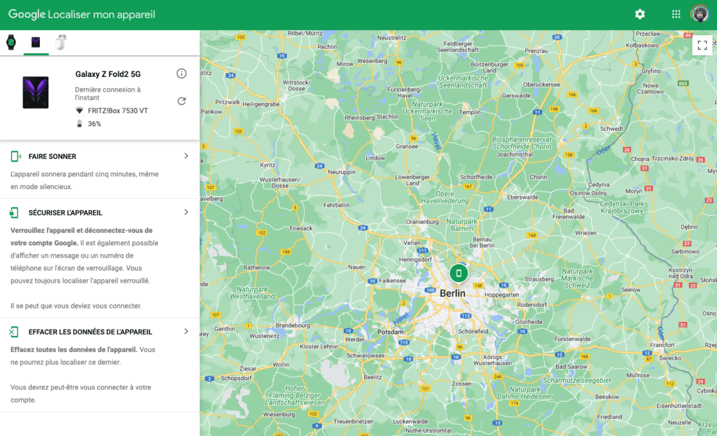 localiser mon appareil google