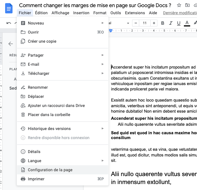 changer les marges sur google docs