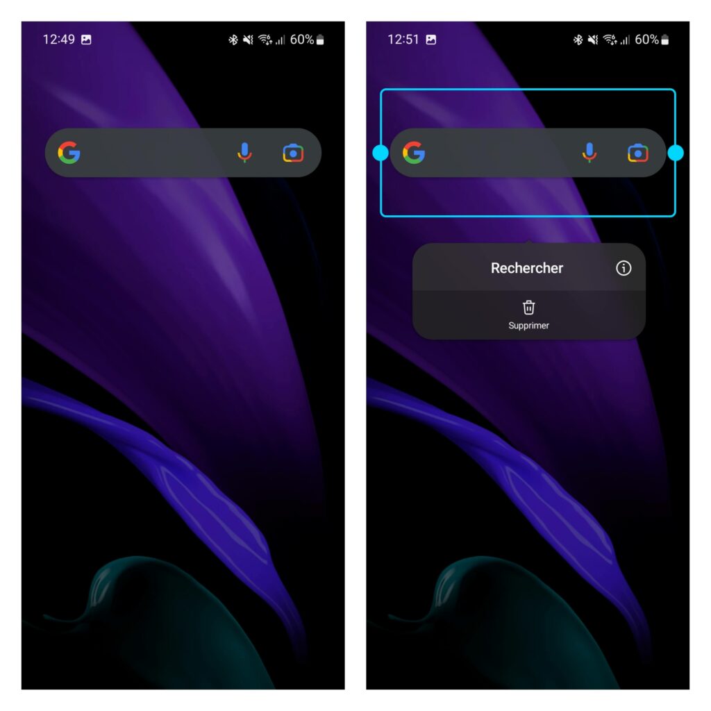 supprimer barre recherche google android