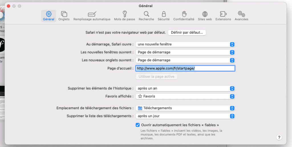 Définir ouverture fichier PDF Safari