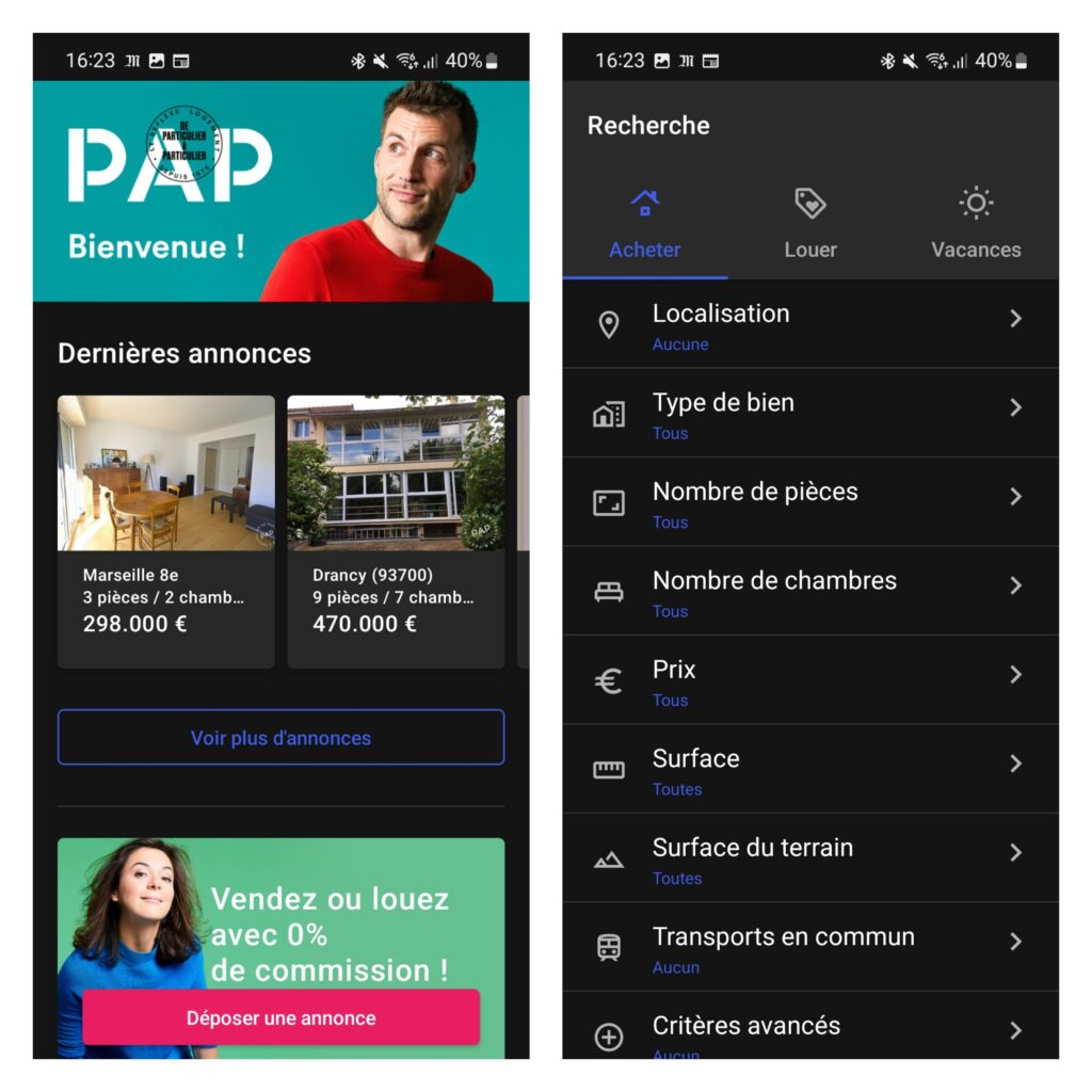 application PAP android