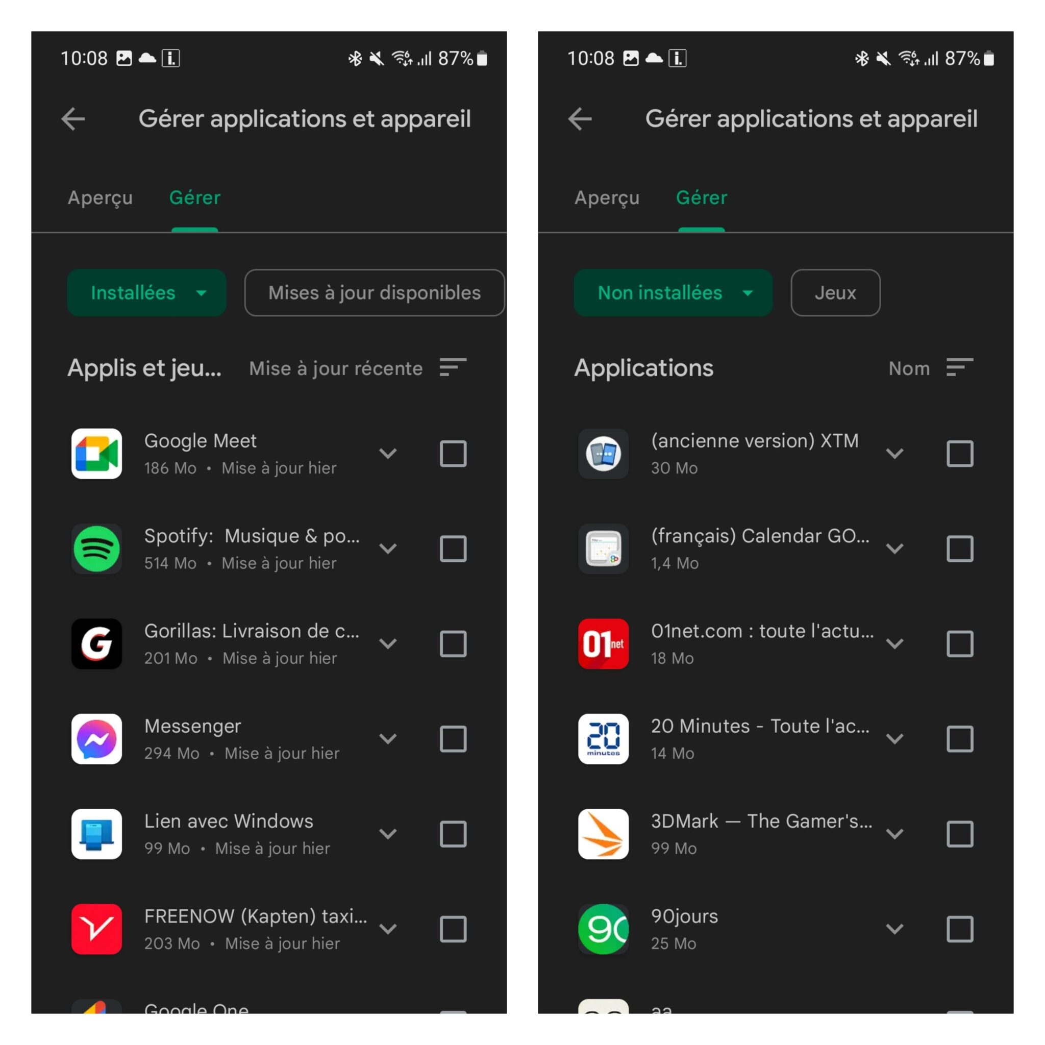 Comment retrouver des applications supprimées sur Android