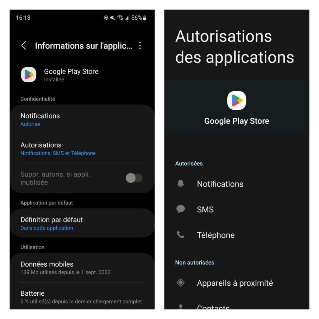 Vérifiez les autorisations du Google Play Store.