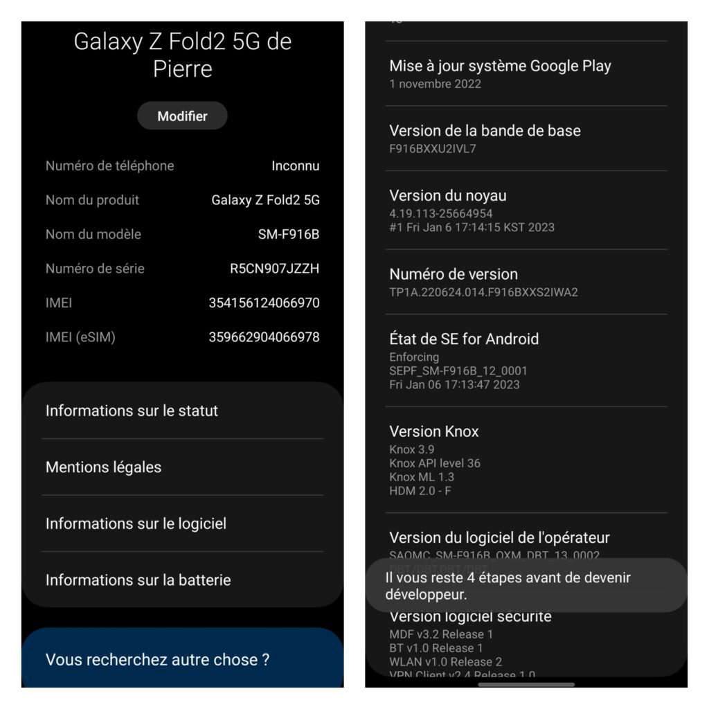 voici comment activer le mode développeur sur android