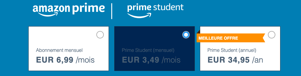 Prix Amazon Prime Student