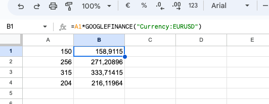 Voici comment  calculer le taux de change sur Google Sheets.