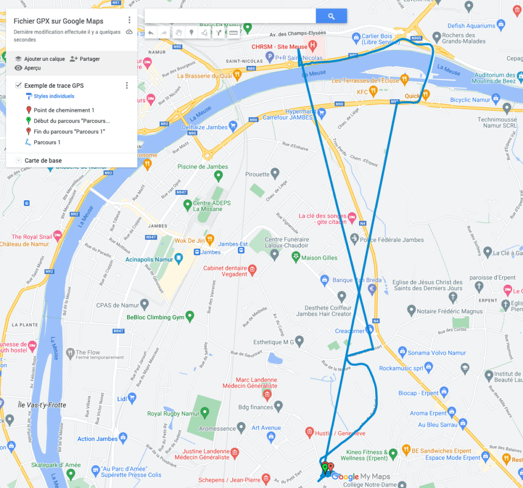 ouvrir fichier gpx google maps