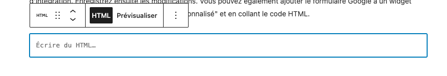 La troisième étape consiste à intégrer le formulaire sur WordPress.