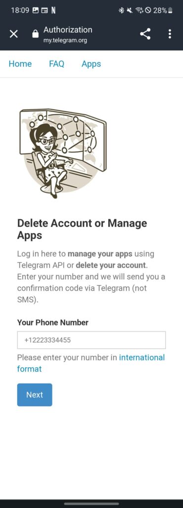 Supprimer Telegram depuis l’application mobile