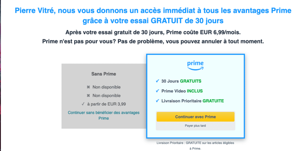 capture d'écran pour ajouter prime 