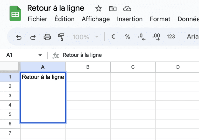 Comment faire un retour à la ligne sur Google Sheets