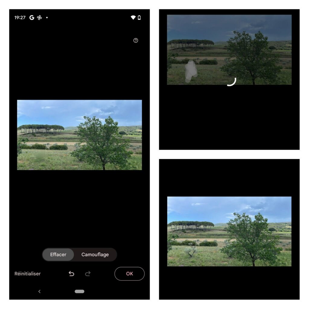 capture d’écran de google photos montrant comment utiliser la fonctionnalité gomme magique sur Google pixel