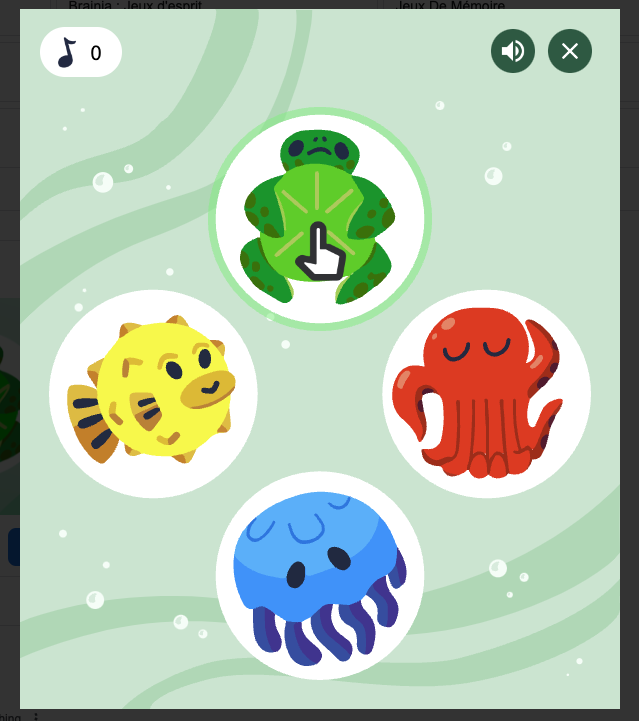 capture d'écran du jeu de mémoire de google